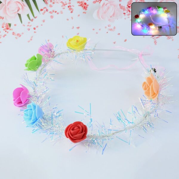 LED Flower Crown Headband – Multicolor Light-Up (1 Pc)